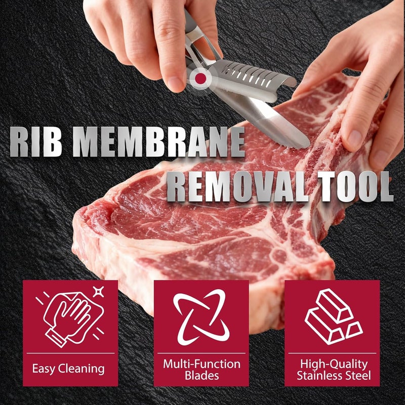 Aylthyo Rib Membrane Removal Tool - Premium Stainless Steel BBQ Prep Kit for Effortless Grilling, Membrane Remover for Ribs - Image 2